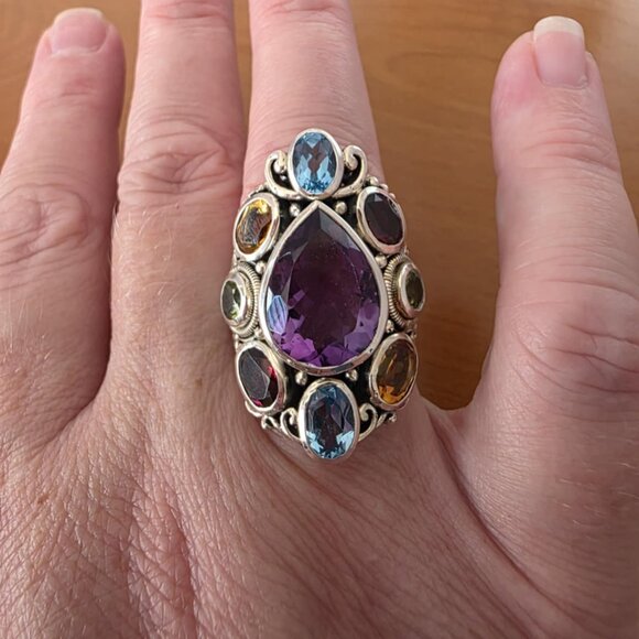 Artisan Crafted by Robert Manse Sterling Silver Gemstone Cocktail Ring Size 7 - Picture 8 of 8